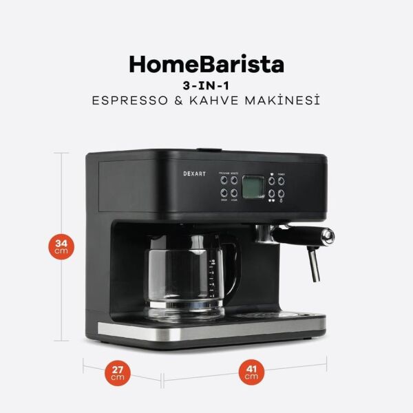 Dexart Home Barista  3-in-1 Filtre Kahve Espresso Makinesi