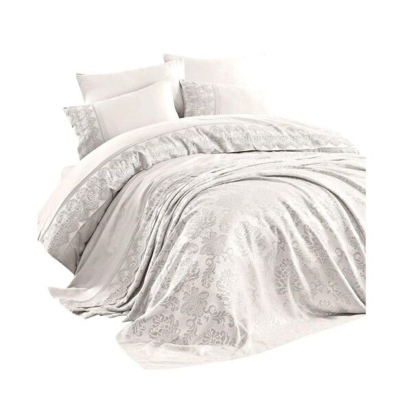 Nazik Home Valeria Dantelli Nevresim Takımı Ve Pike 7 Parça Seti Krem CK