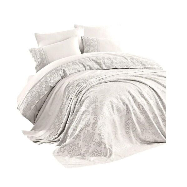 Nazik Home Valeria Dantelli Nevresim Takımı Ve Pike 7 Parça Seti Krem CK