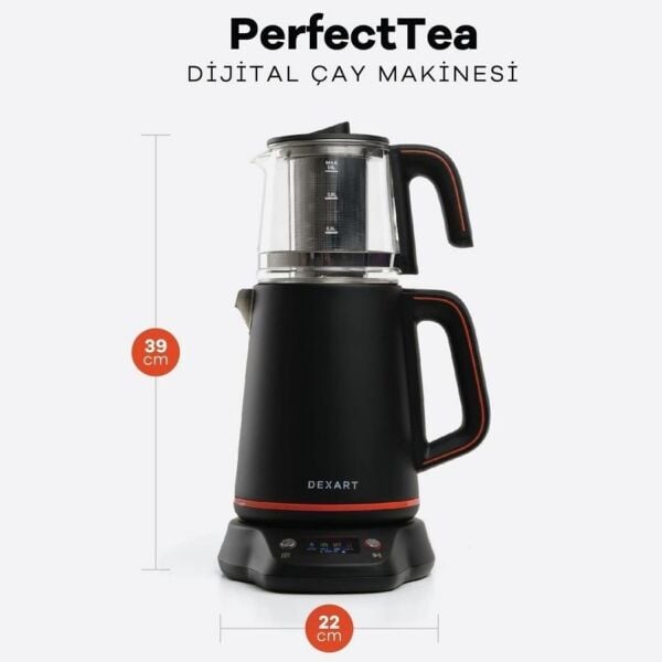 Dexart Perfect Tea Dijital Çay Makinesi Siyah Çelik