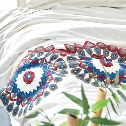 Nazik Home Evora Keten Nevresim Takımı Bordo / İndigo Çift Kişilik