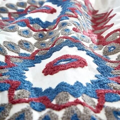 Nazik Home Evora Keten Nevresim Takımı Bordo / İndigo Çift Kişilik