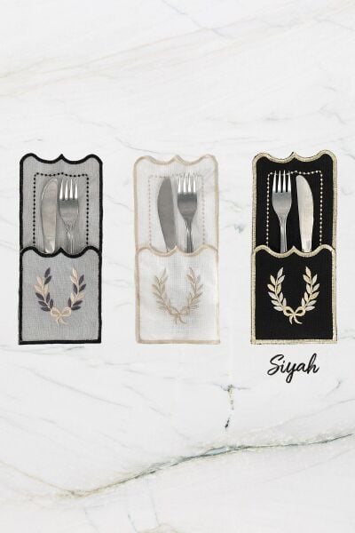 Nazik Home Roma 4'lü Leke Tutmaz Kaşıklık-Siyah