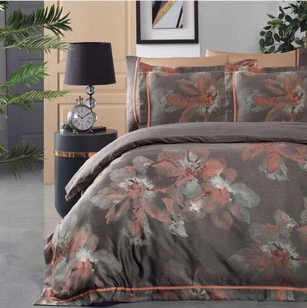 Sarev Atlas Jakarlı Nevresim Takımı Çift Kişilik Bakır