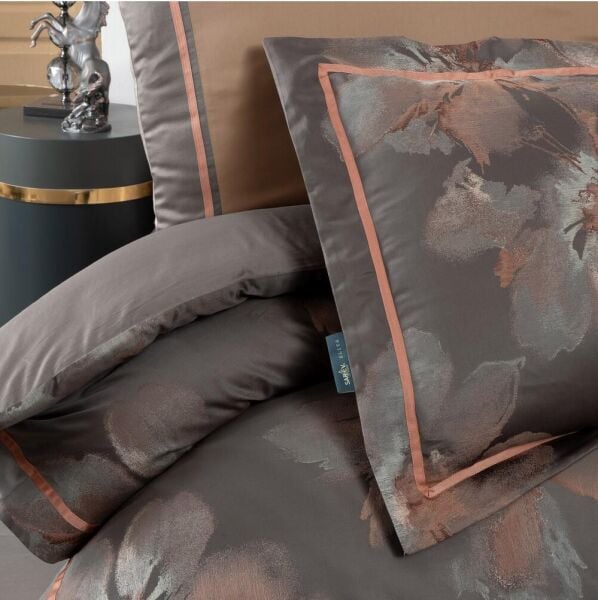 Sarev Atlas Jakarlı Nevresim Takımı Çift Kişilik Bakır