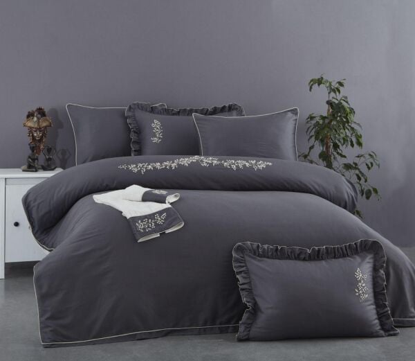 Zebra Casa Baldi Nakışlı Nevresim Takımı-Gri