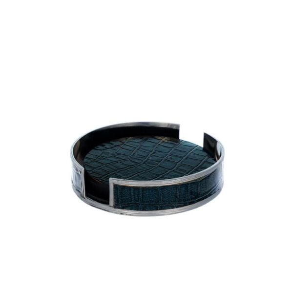 La Medore Blue Croco Leather Coaster  14xl 4x3,5  Cm