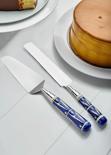 The Mia Corallo Kek Servis Seti Mavi 2 Parça