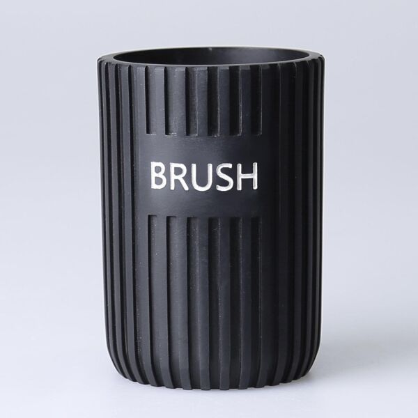 Selim Dekor Grooved Banyo Seti Siyah