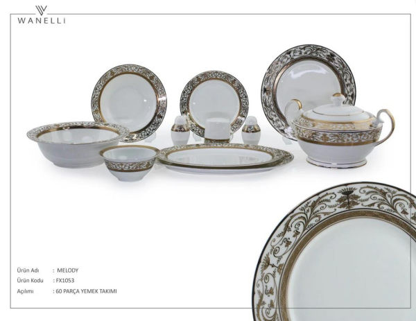 Wanelli Fx1053 Melody 60 Parça Yuvarlak Yemek Takımı