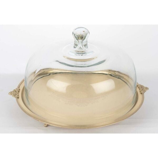 Mikasa Moor Pirinç İşlemeli Cam Kapaklı Kek Kabı 34x20cm