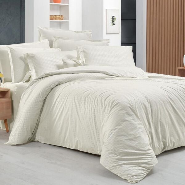 Sarev Perlita Fancy Çift Kişilik Nevresim Takımı 2 Yastık Bej