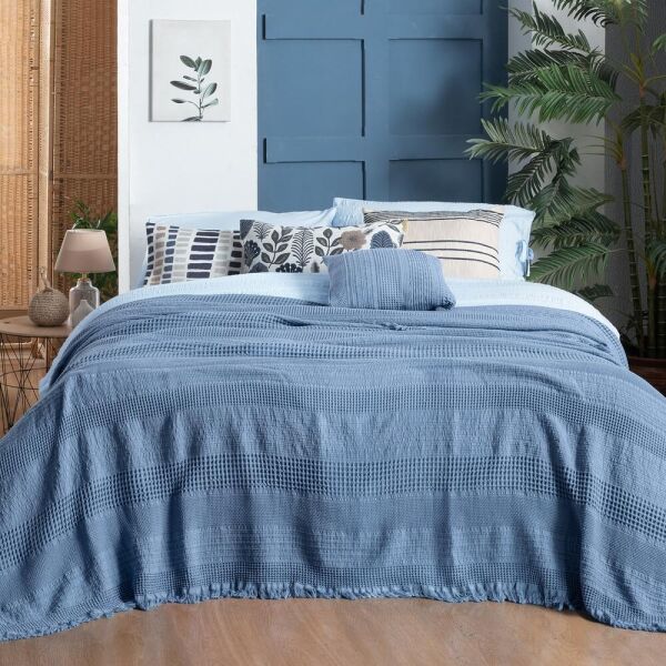 Sarev Eskel Yatak Örtüsü Çift Kişilik Mavi