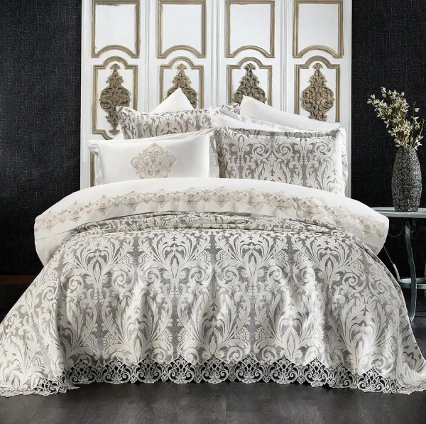 Zebra Casa Astor Damask Pike Seti Gri
