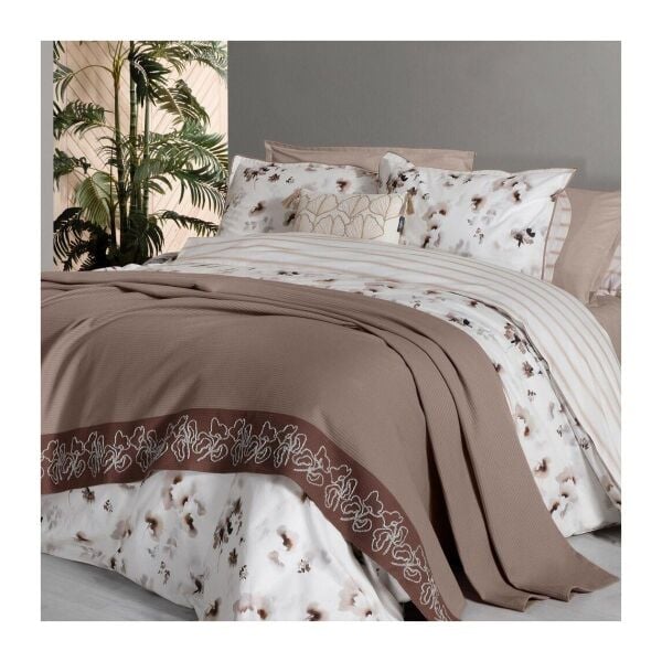 Sarev Eva Jadon Takım Pike Takımı  Nevresim Seti 1 Yastık-Bej