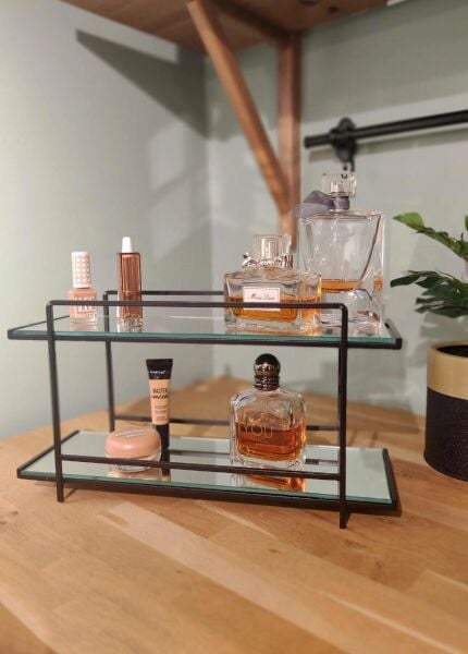 The Mia Kozmetik Standı 2 Katlı Siyah 20x37x13 cm