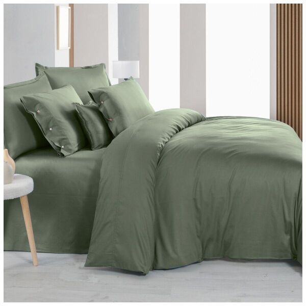 Sarev Monochrome  Saten  Düz Çarşaf Çift Kişilik Smoke Green