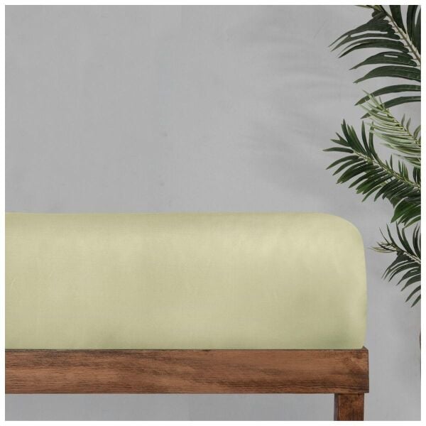 Sarev Monochrome  Saten  Düz Çarşaf Çift Kişilik Lemon Cream