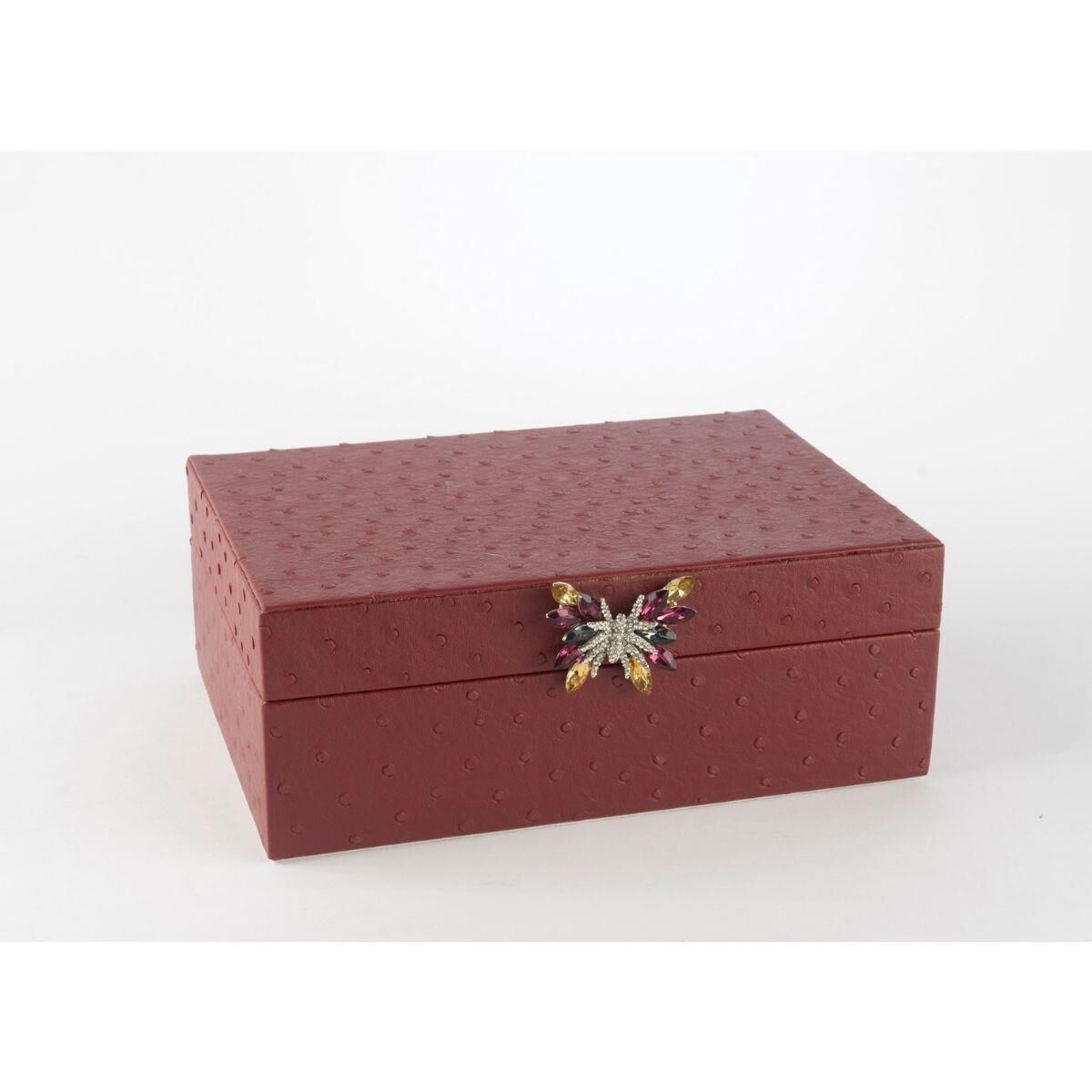 Mikasa Moor Bordo Kelebek Kulplu Deri Kutu 25x18x9cm