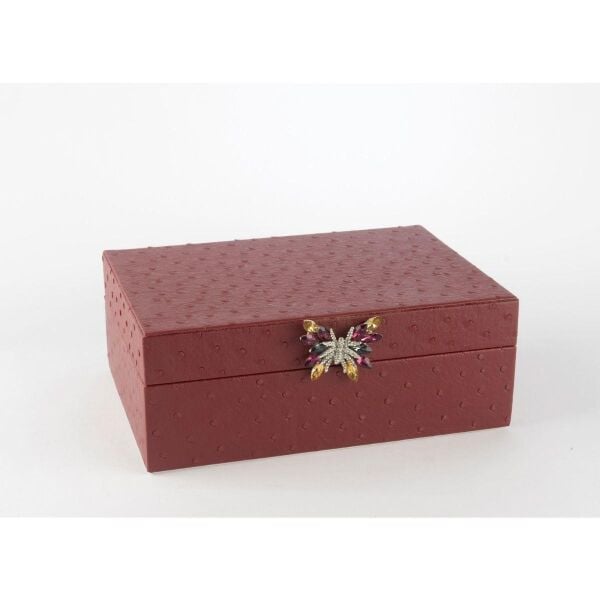 Mikasa Moor Bordo Kelebek Kulplu Deri Kutu 25x18x9cm