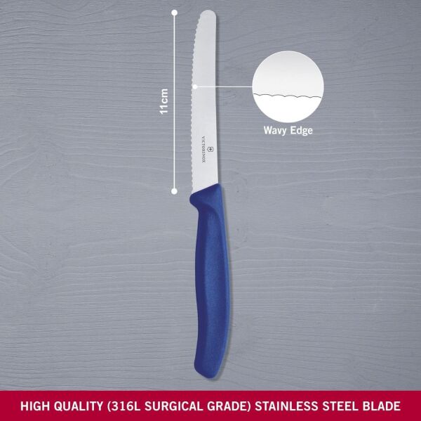 ​​​Victorinox VT 6.7832 Swissclassic 11 cm Domates & Sosis Bıçak Mavi
