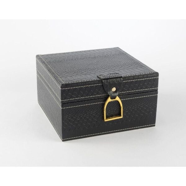 Mikasa Moor Siyah Gold Kulplu Deri Kutu 18x18x11cm