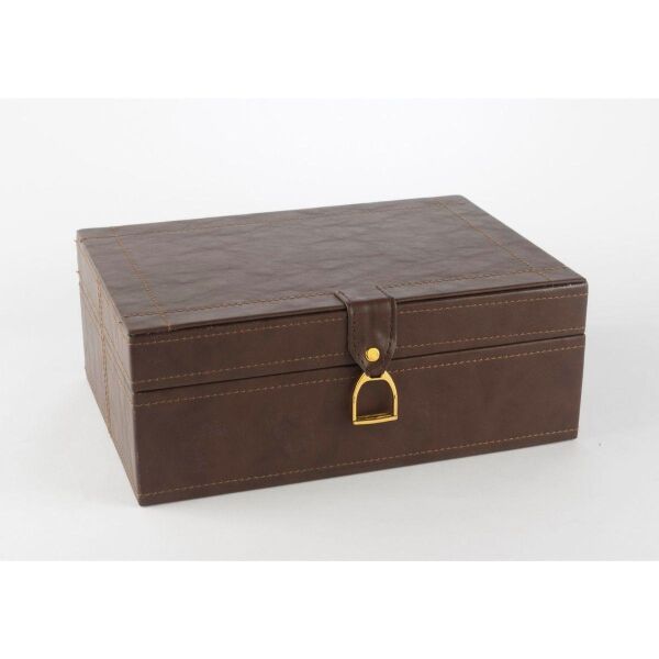 Mikasa Moor Kahve Gold Kulplu Deri Kutu 26x19x10cm