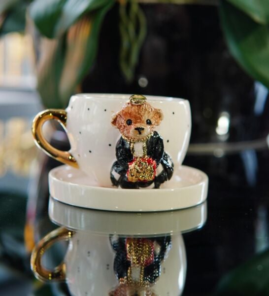 Magic Home Teddy Gelin Seramik Fincan Siyah