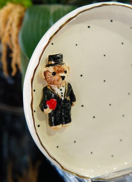 Magic Home Teddy Seramik  Pasta Tabak Siyah