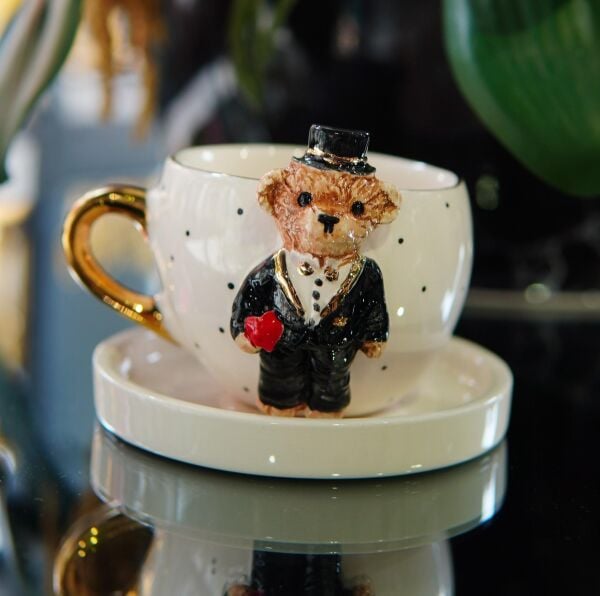 Magic Home Teddy Damat Seramik Fincan Siyah