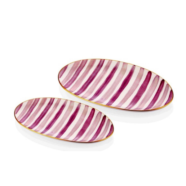 The Mia Fez Oval Servis 2li Set Mor 26 x 29 cm
