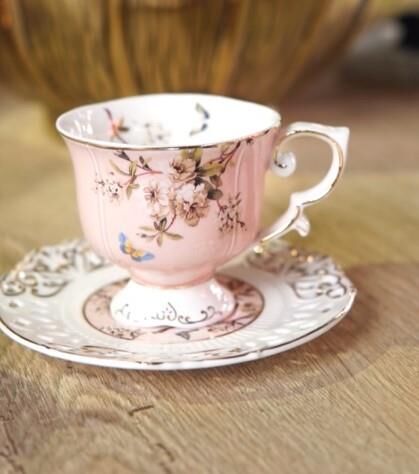 Kosova Zjn-07 Porselen 6'lı Fincan Takımı Ayaklı Flower Pembe