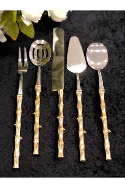 Roy King Bambu 5 Prç Servis Seti Altın