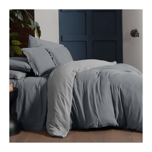 Sarev Mood Comfort Kenyon Nevresim Takımı Çift Kişilik 4 Yastık D Gri