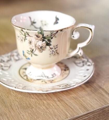 Kosova Zjn-07 Porselen 6'lı Fincan Takımı Ayaklı Flower Turuncu