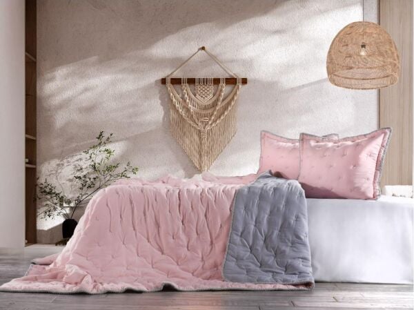 Zebra Casa Tender Yatak Örtüsü Çift Kişilik Pudra