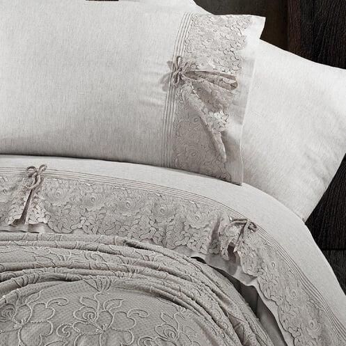 Nazik Home Rosella Nevresim Pike Set Çift Kişilik-Gri