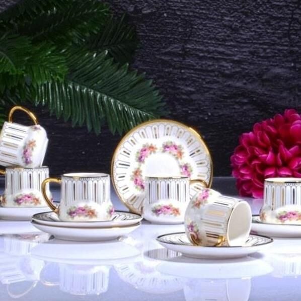 Kosova Silvia İst-177  90cc 6'lı Ayaklı Fincan Takımı