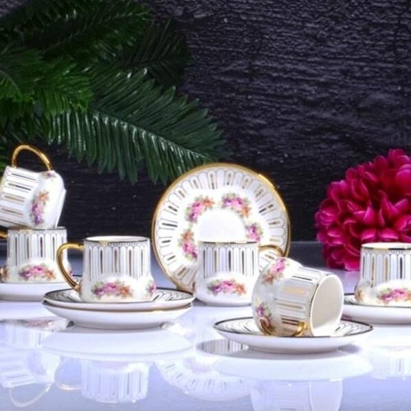 Kosova Silvia İst-177  90cc 6'lı Ayaklı Fincan Takımı