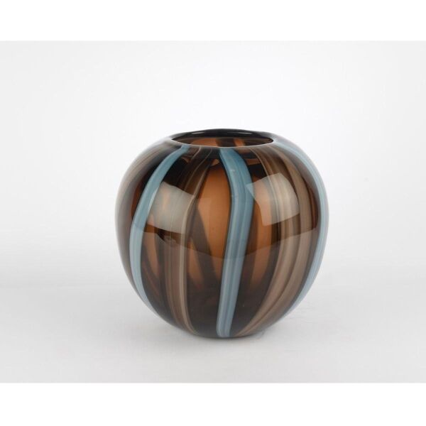 Mikasa Moor Kahverengi Mavi Şeritli Cam Vazo 20x23cm