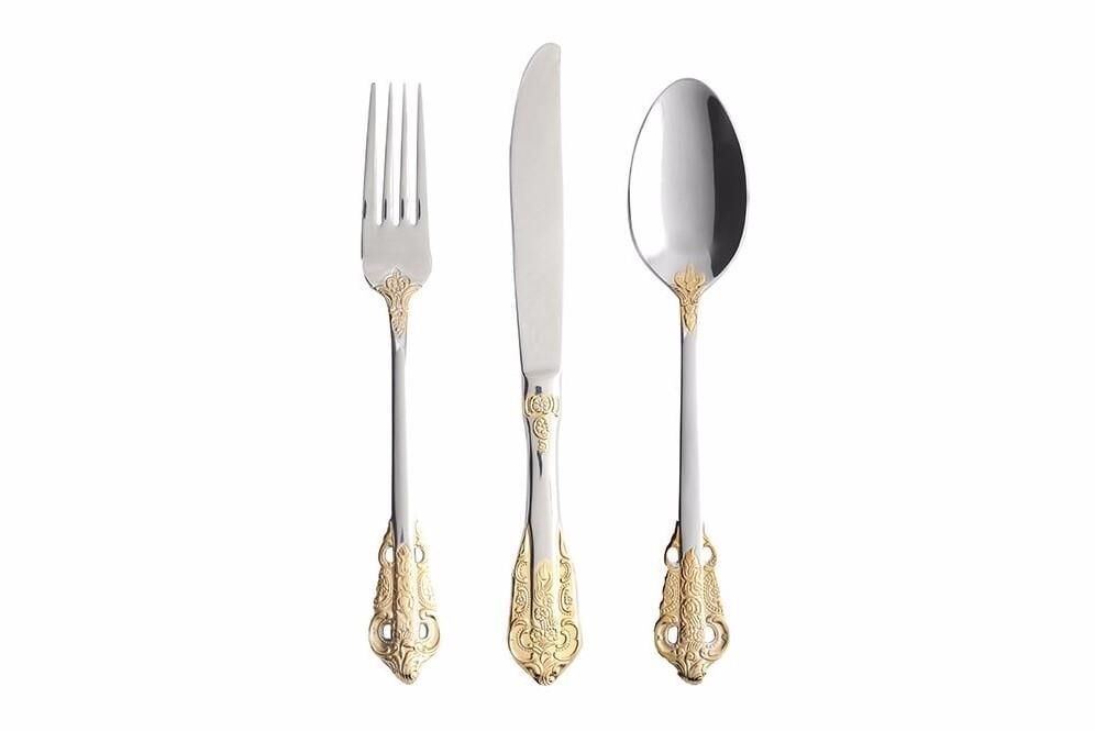 Porland Minori Altın Çatal Kaşık Bıçak Takımı 84 Parça