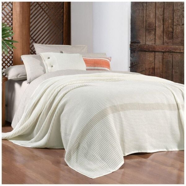 Sarev Polendıa Yatak Örtüsü Çift Kişilik Ekru