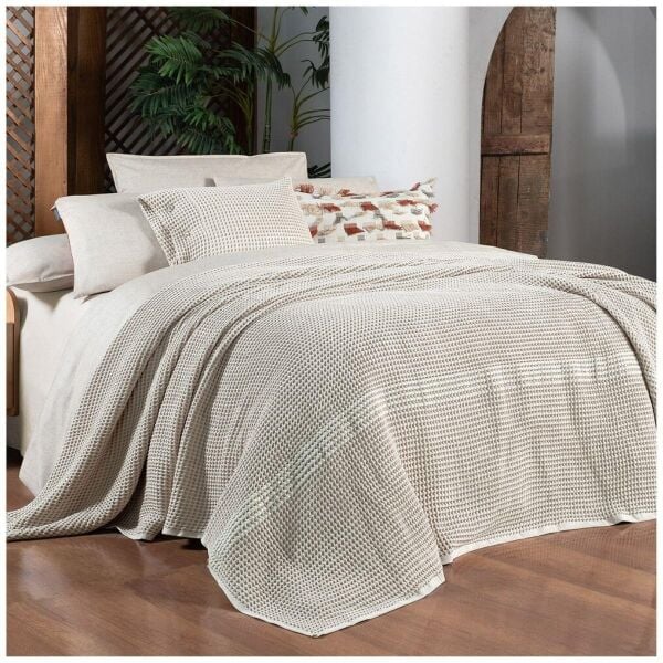 Sarev Polendıa Yatak Örtüsü Çift Kişilik Bej