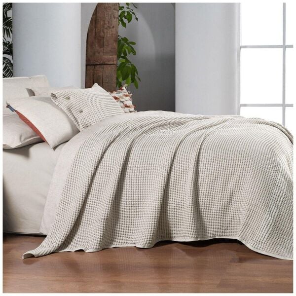 Sarev Polendıa Yatak Örtüsü Çift Kişilik Bej