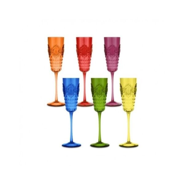 Baci Milano Baroque Rock Anniversary 6lı Renkli Flüt Kadeh Seti