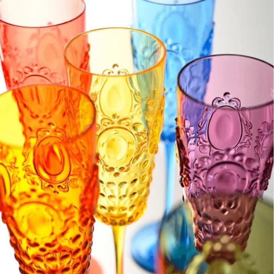 Baci Milano Baroque Rock Anniversary 6'lı Renkli Flüt Kadeh Seti