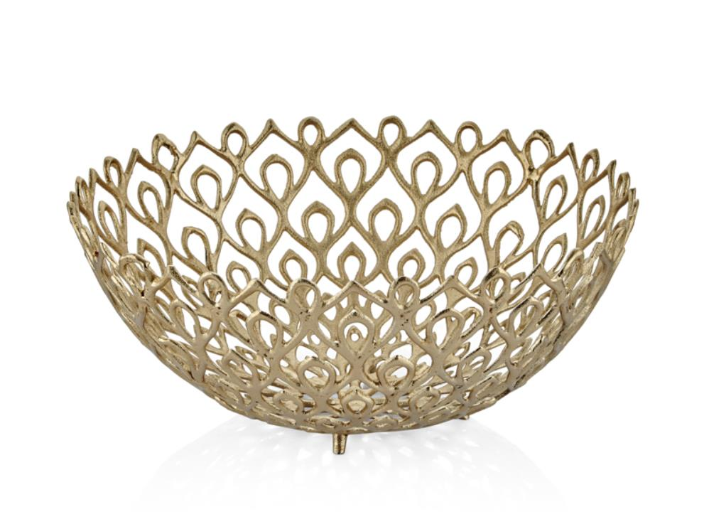 Lamedore Peacock Gold Yuvarlak Büyük Dekoratif Kase 47x47x19 Cm