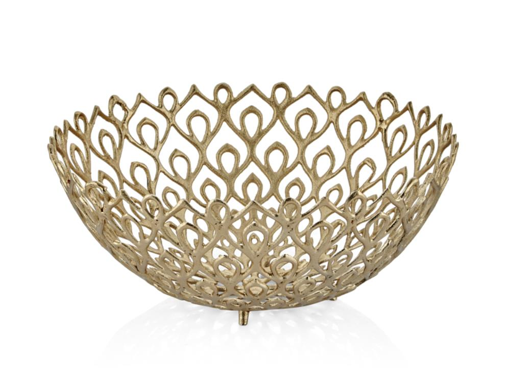 Lamedore Peacock Gold Yuvarlak Büyük Dekoratif Kase 47x47x19 Cm