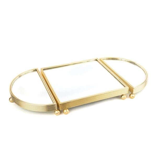 Mikasa Moor Altın Oval Aynalı Metal Tepsi 25x50cm