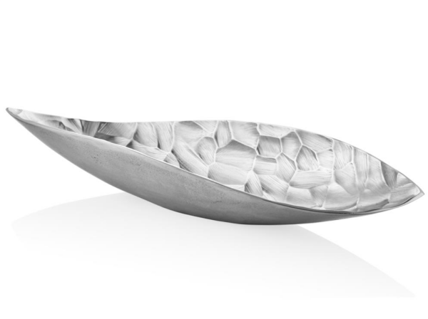 Lamedore Comb Yaprak Şekilli Gumus Dekoratif Büyük Tabak 62,5x20x10 Cm